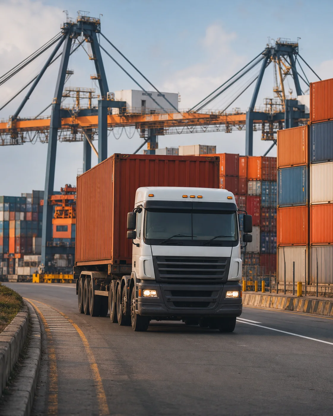 Imagen de referencia de transporte de carga en un puerto
